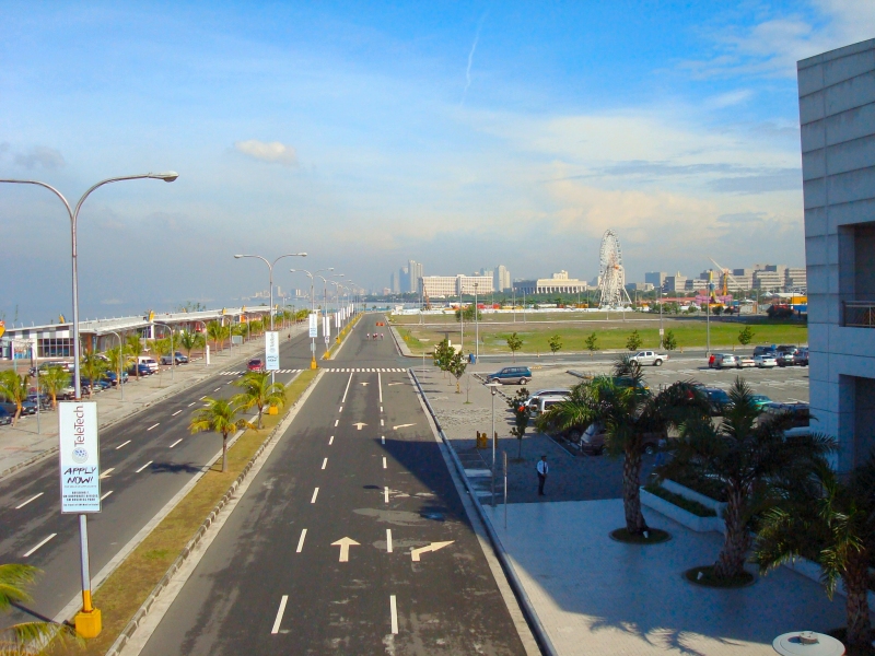 Picture looking towards the Manila skyline from the back of the Mall of Asia on Manila Bay